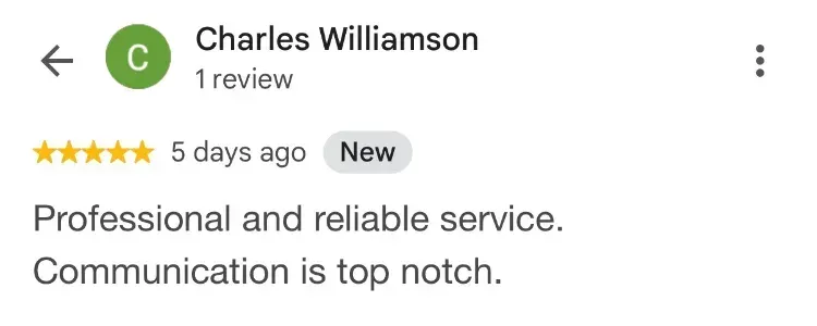 5-star Google review - Charles Williamson