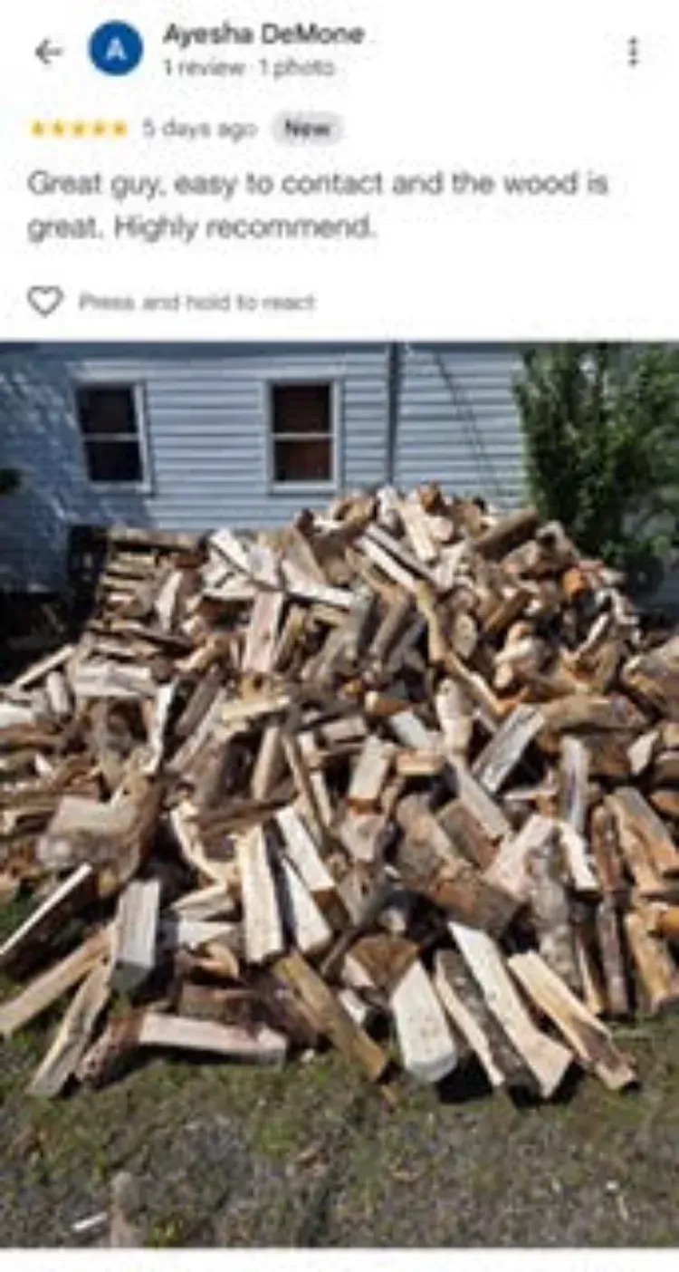 5-star Google review about firewood - Ayesha DeMone