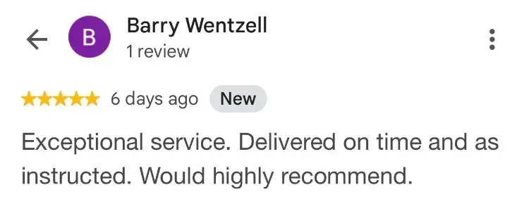 5-star Google review - Barry Wentzell - Hebbville NS