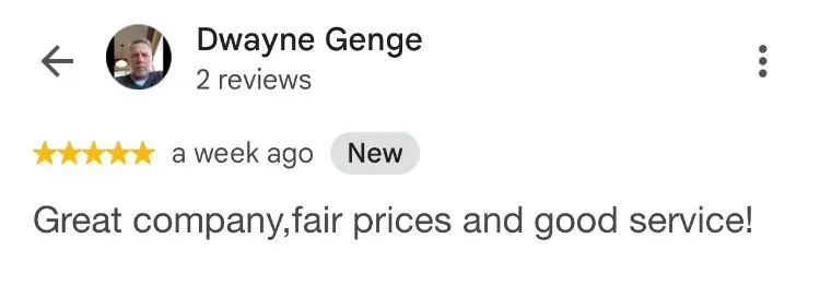 5-star Google review Dwayne Genge - East LaHave NS