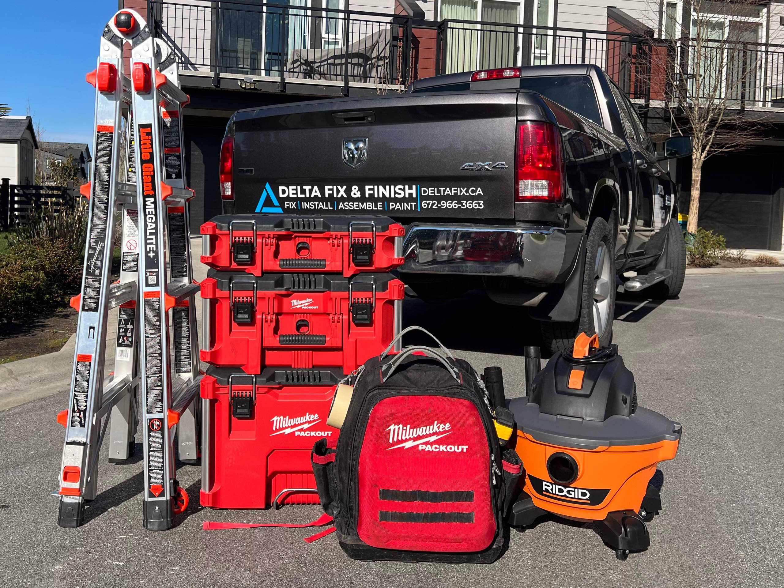 Handyman tools and truck