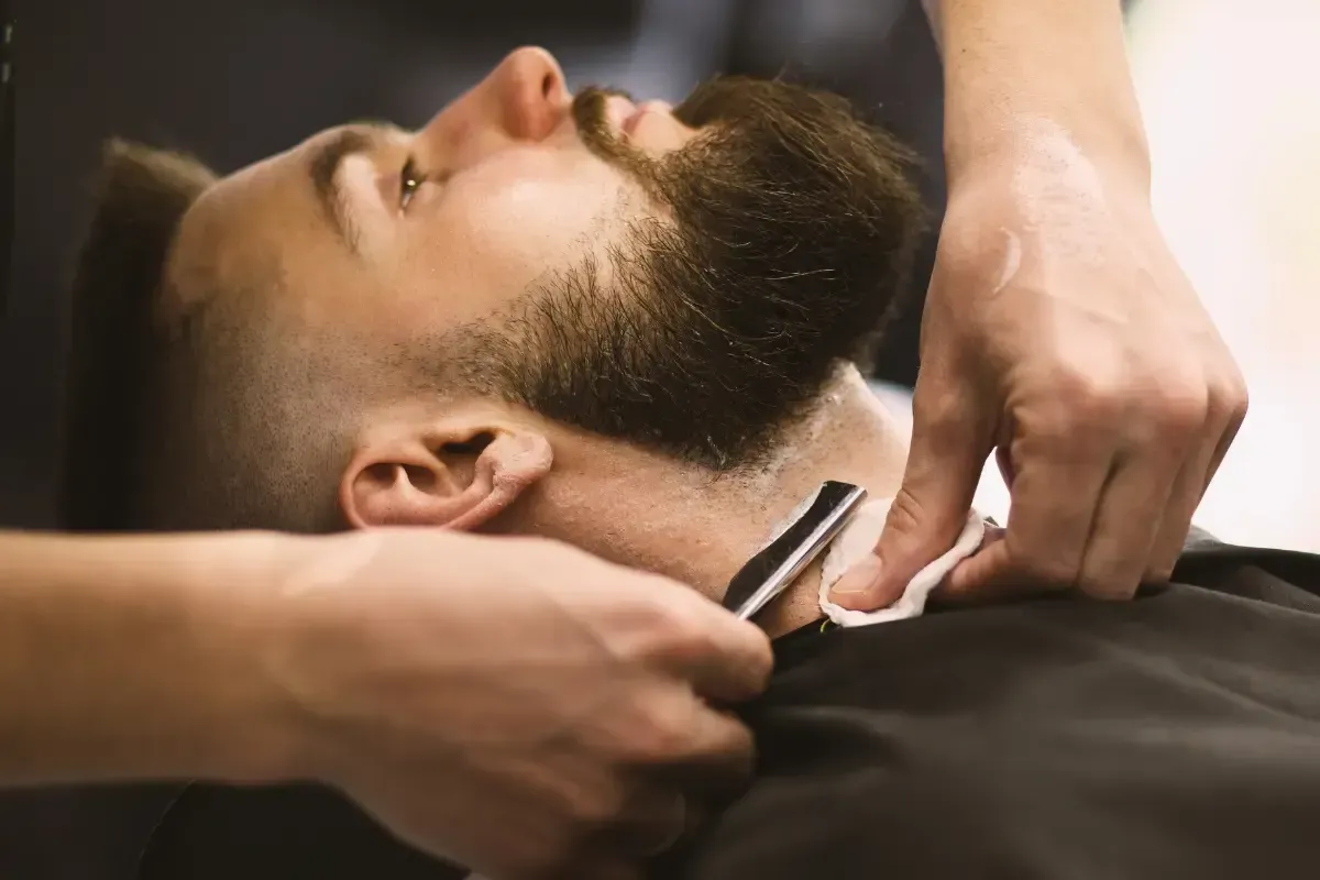 Straight razor shave at Scuttlebutt Barbershop in Portsmouth, NH