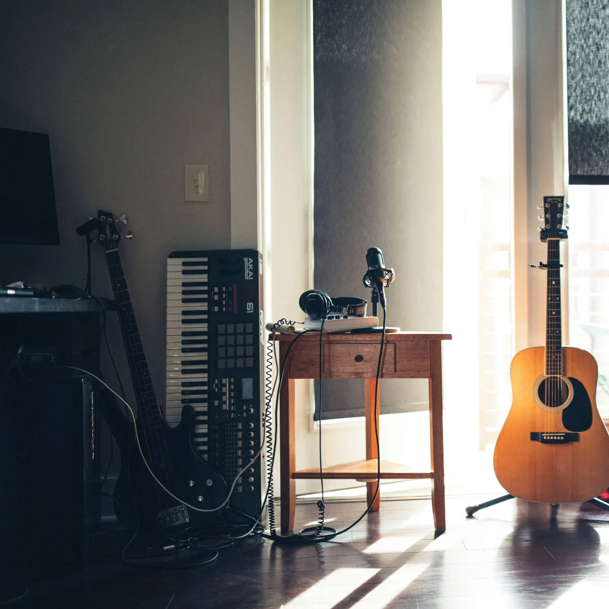 instruments in a music room