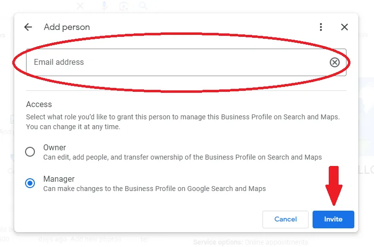 Step 5 for Granting Manager Permissions to your GMB Profile