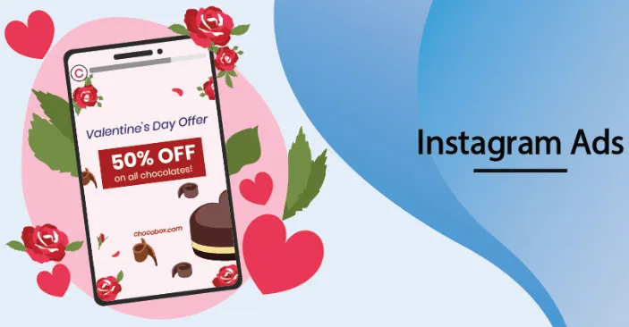 Cellphone showing an Instagram ad