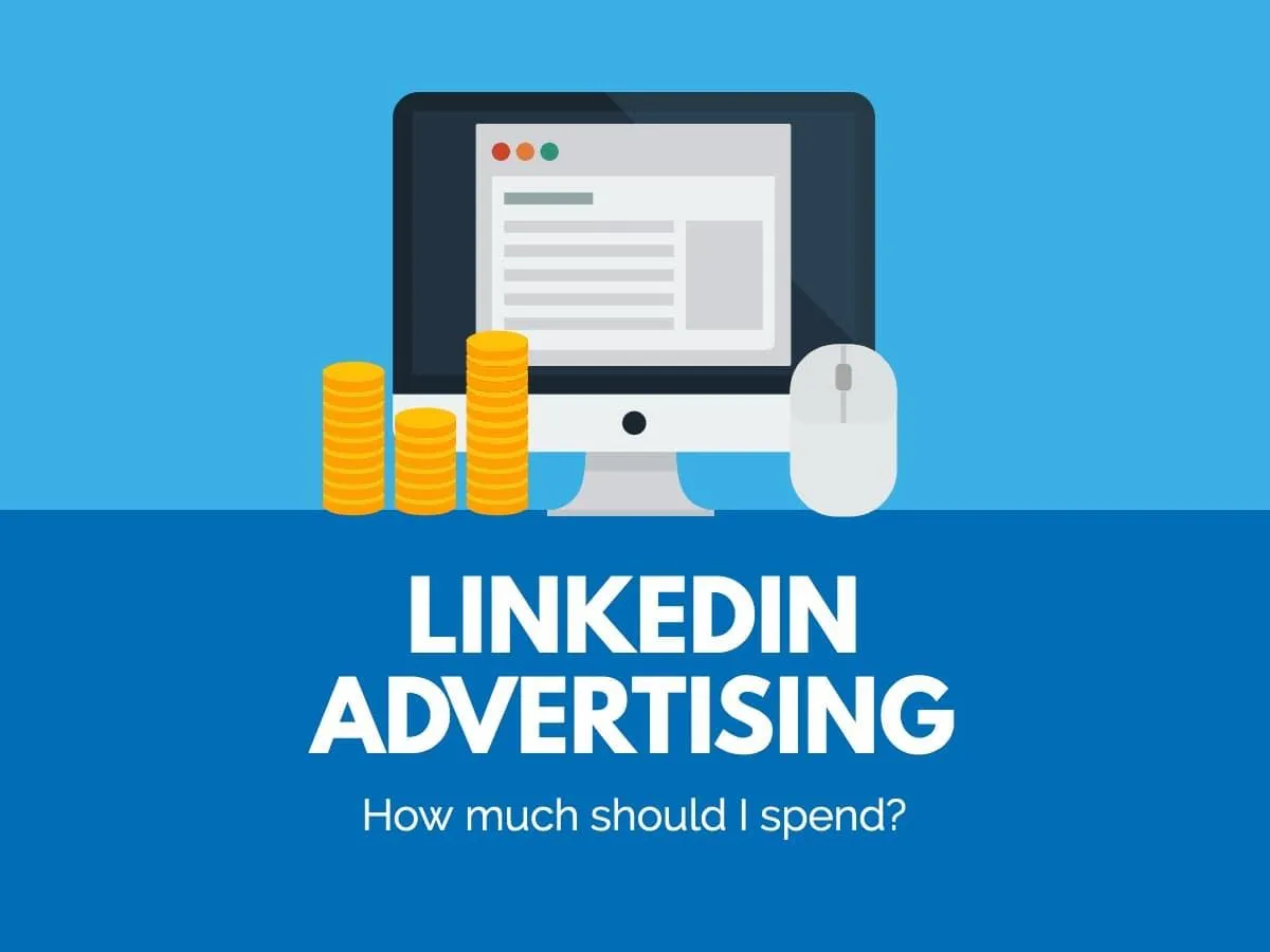 LinkedIn advertising with stacked coins and a computer monitor