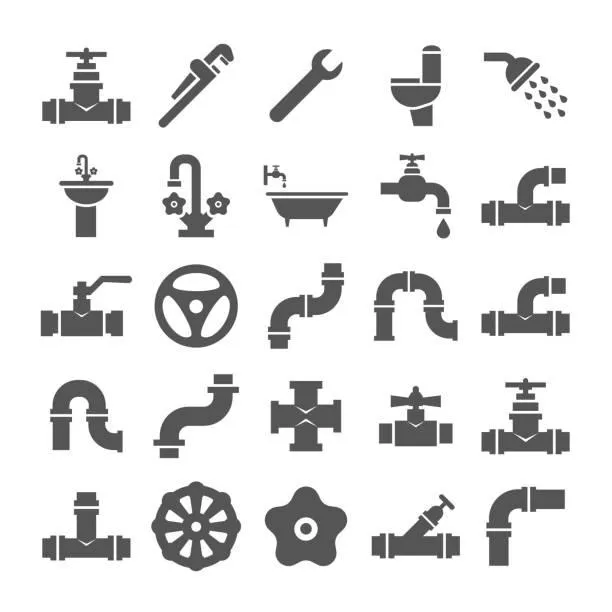 Image of a wide range of plumbing icons