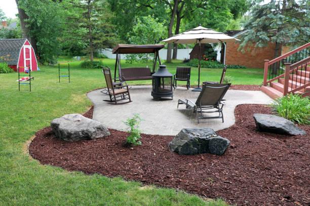 small patio set in yard