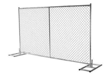 8f x 8ft Temporary Chain-link fence sectional standing upright with supports indicating movable and temporary