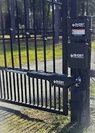 Electronic Control Gate Opened showing an Entrance to a Secure Area