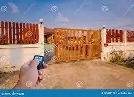 Electronic Control Gate Opened showing an Entrance to a Secure Area