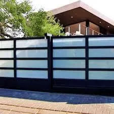 Black Metallic Ornamental Sing Gate Entrance to a High End Residential Property