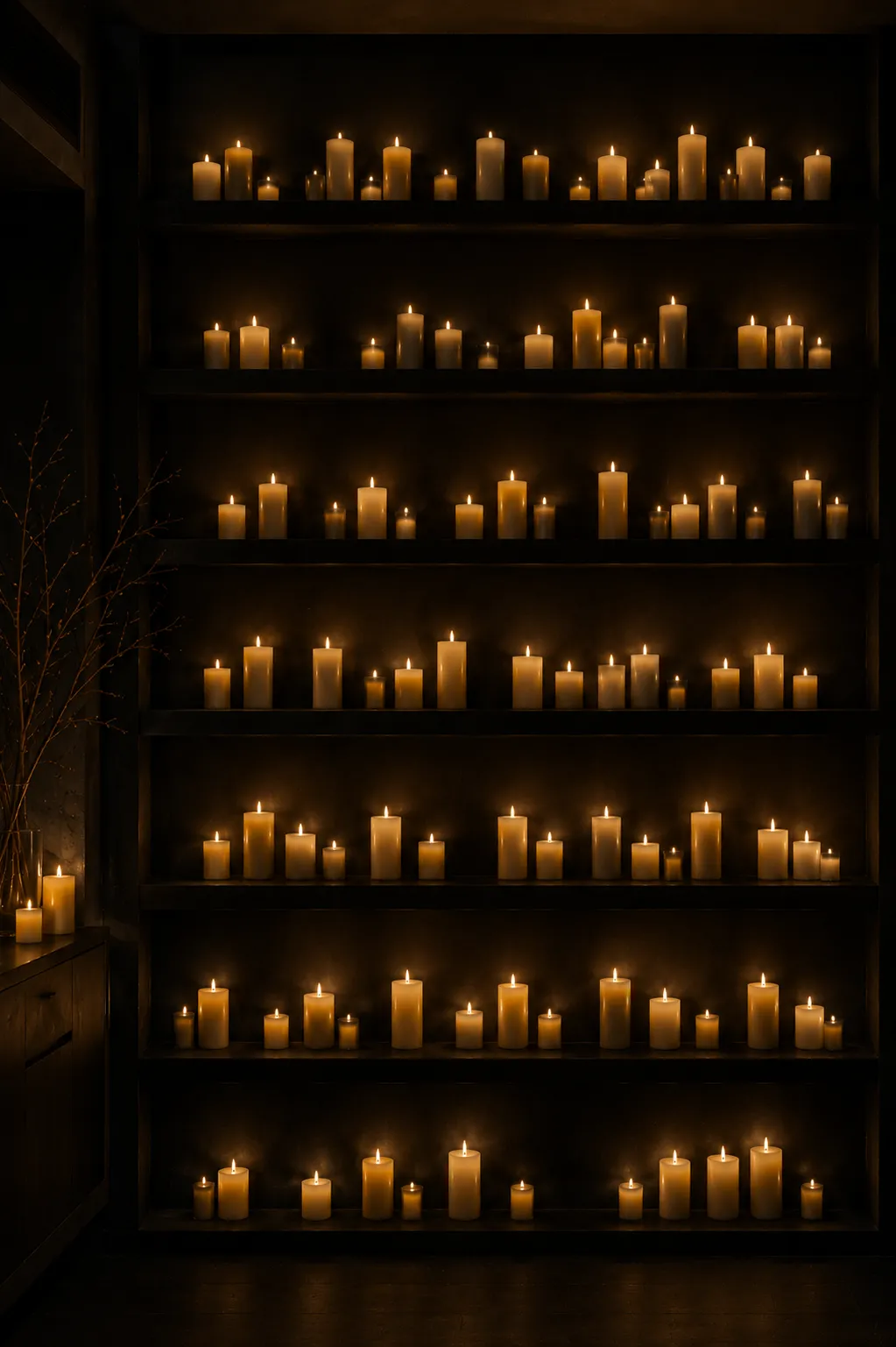 Soft candlelight in the Enchanted Sound Lounge