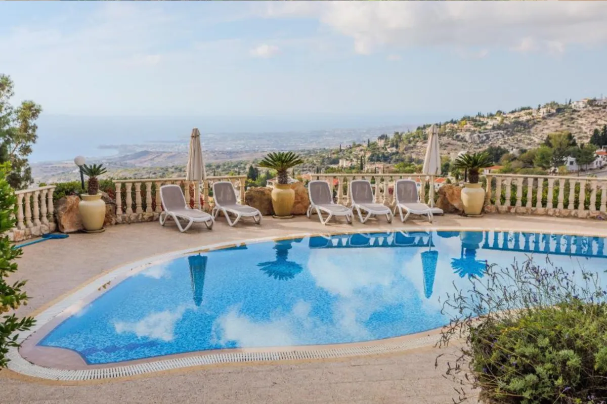 View from the villa terrace overlooking the Paphos and Akamas landscape, providing a serene backdrop for quiet reflection and integration.