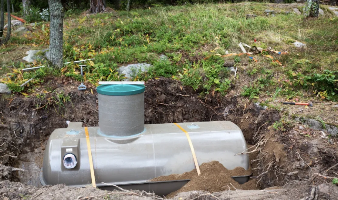 septic tank being installed