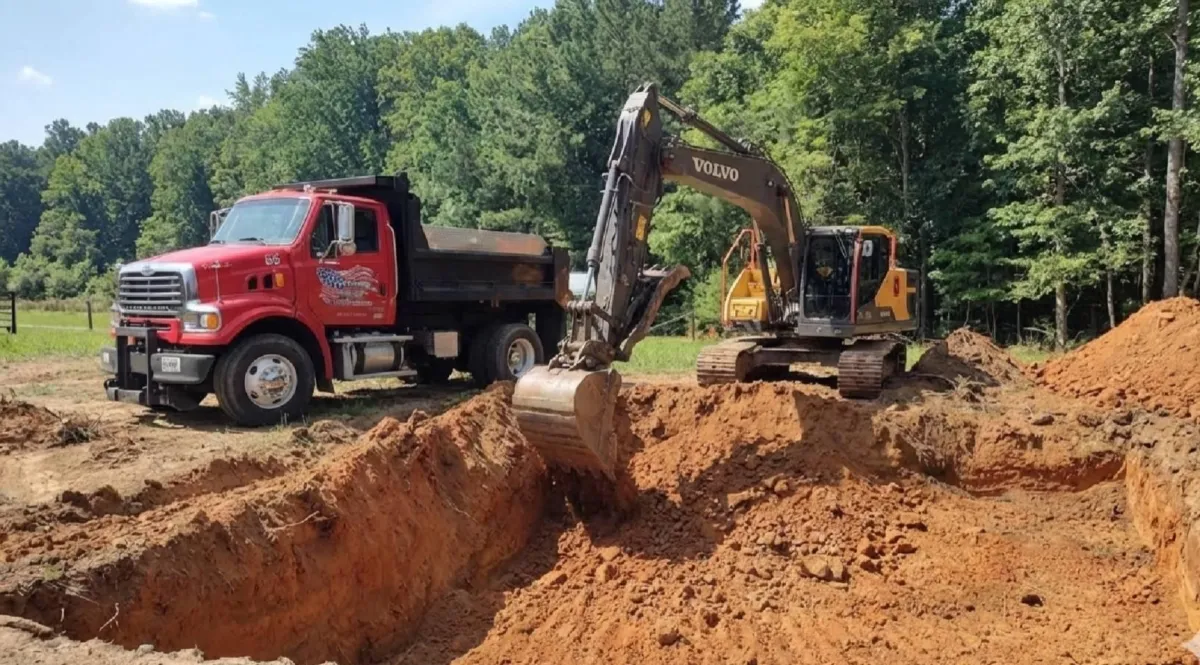 Excavator digging a basement in central Wisconsin