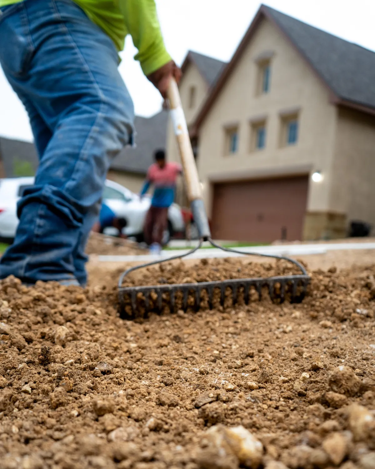 Outdoor landscape construction work