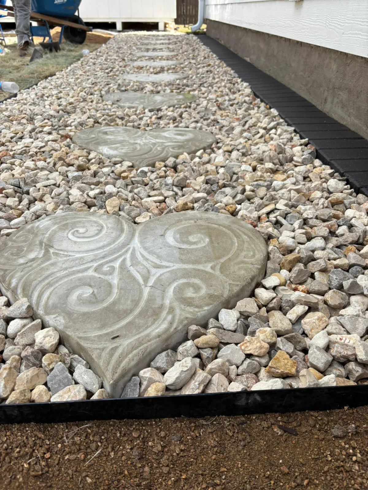 Gardening with plants and stone border