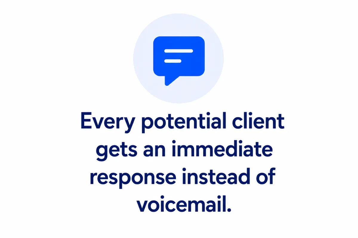 Every potential client gets an immediate response instead of voicemail.