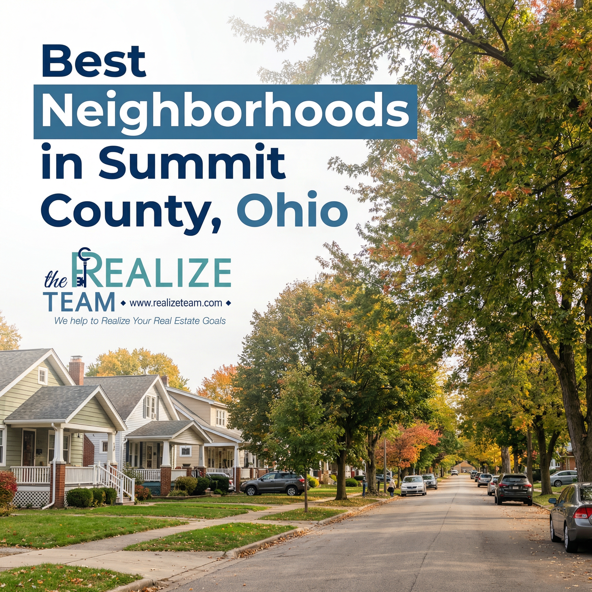 Tree-lined residential neighborhood street in Summit County, Ohio