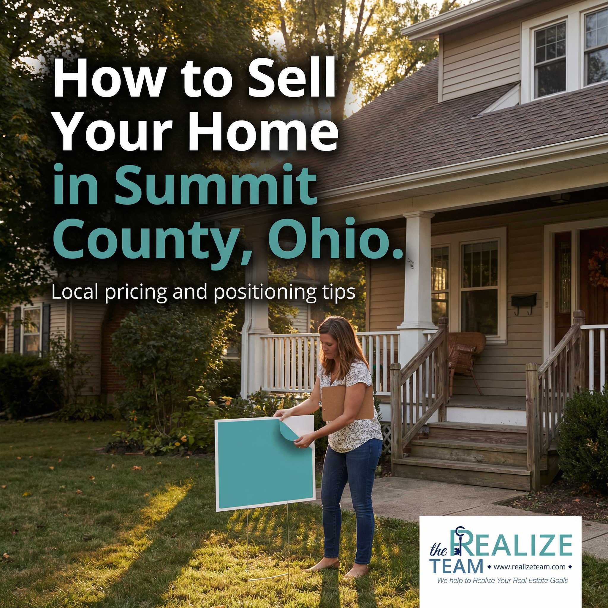 Homeowner preparing to sell their home in Summit County Ohio with a for sale sign in the front yard