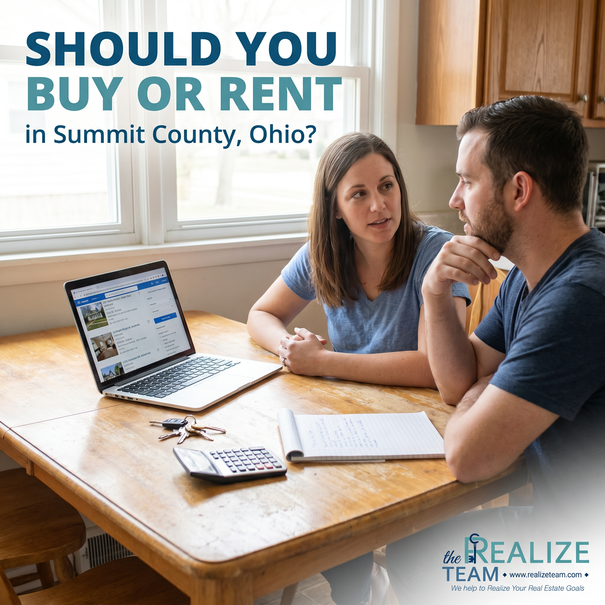 Person weighing the decision to buy or rent a home in Summit County Ohio