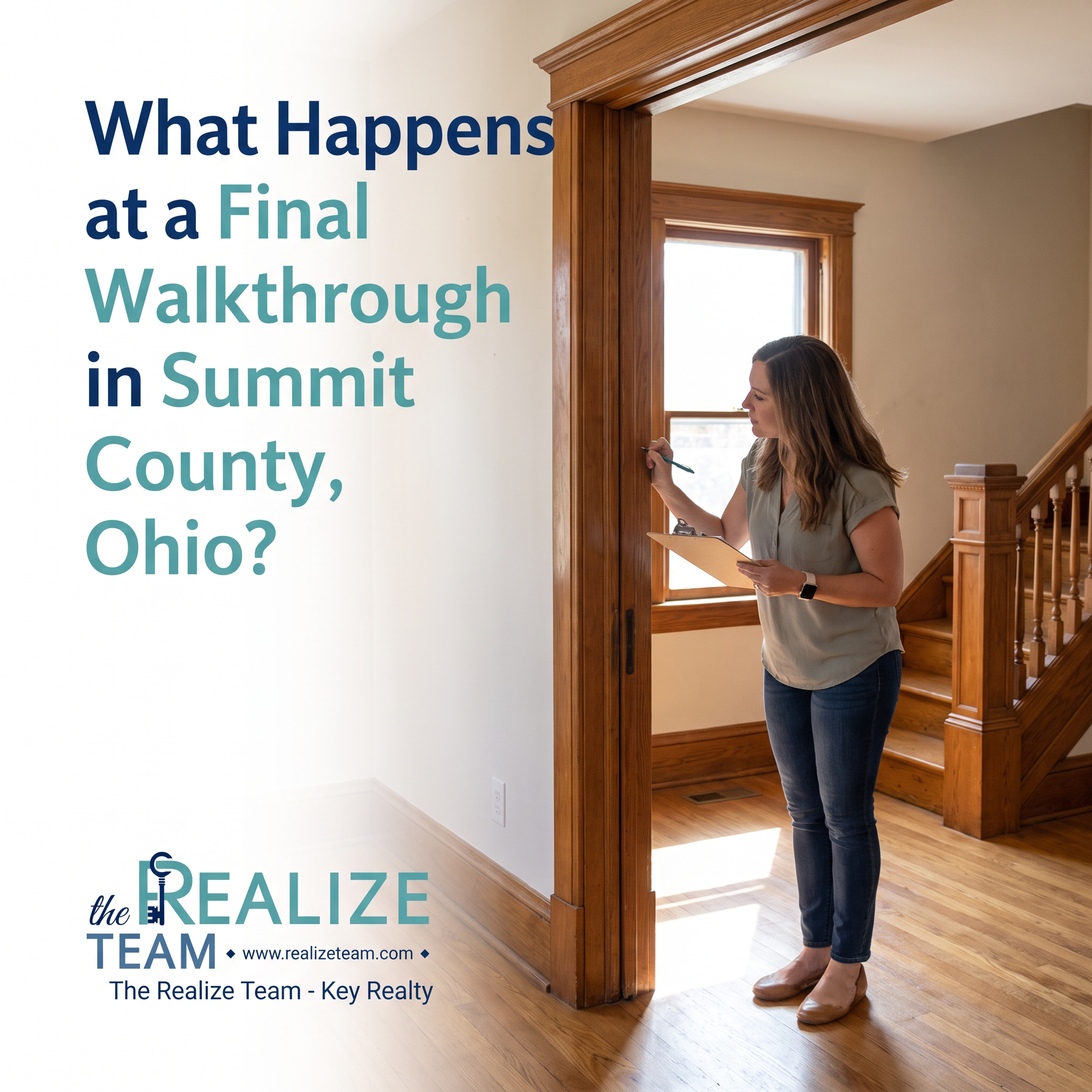 Home buyer conducting a final walkthrough of a home before closing day in Summit County Ohio