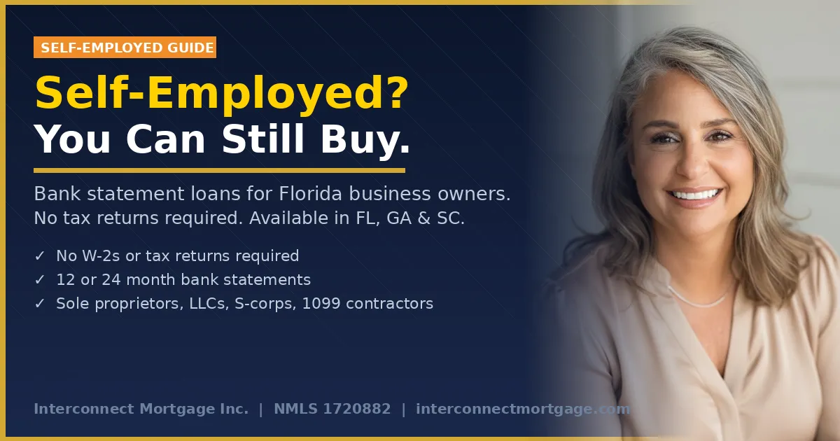 Toni Taylor Gozza explaining self-employed mortgage options in Florida at Interconnect Mortgage in Palm Beach Gardens