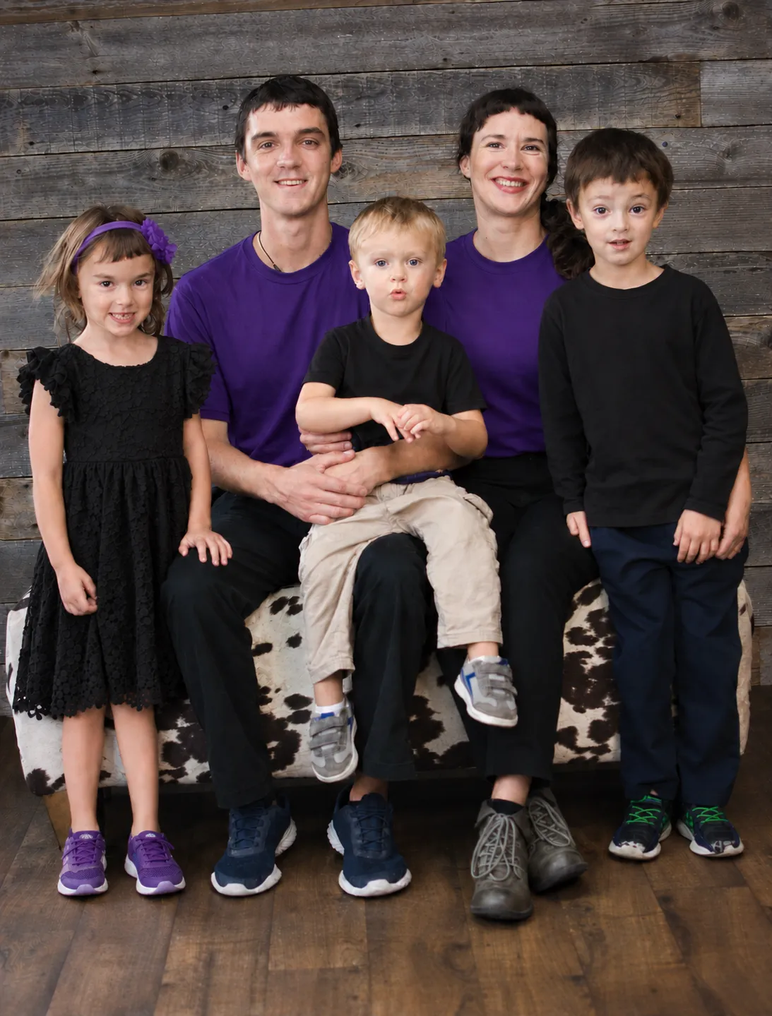 Family photo with three kids