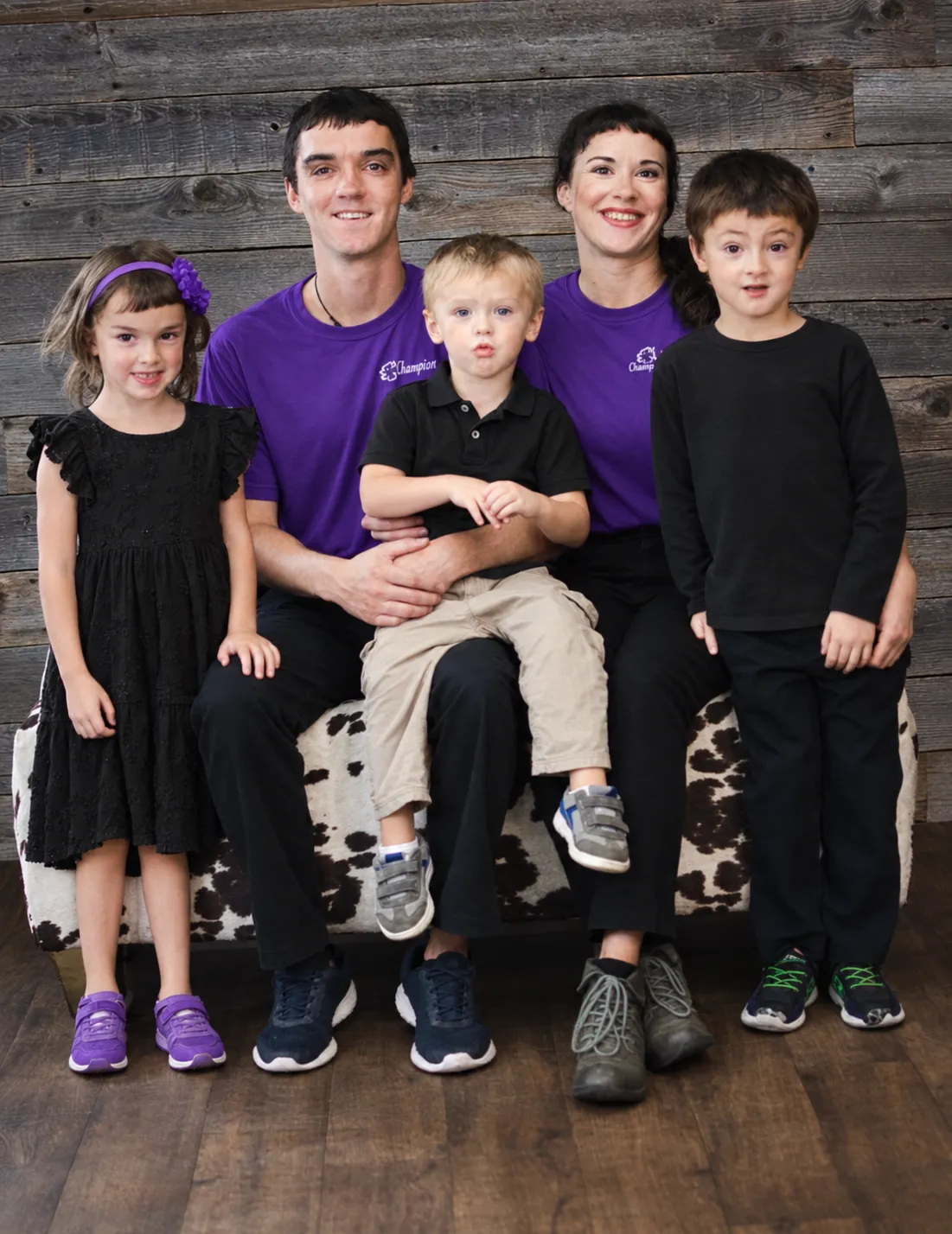 Family photo with three kids