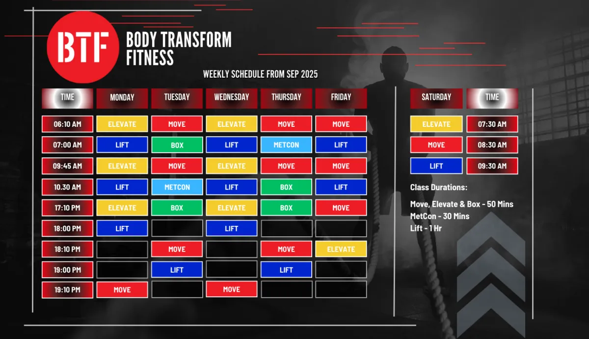 Body Transform Fitness Norwich Weekly Timetable