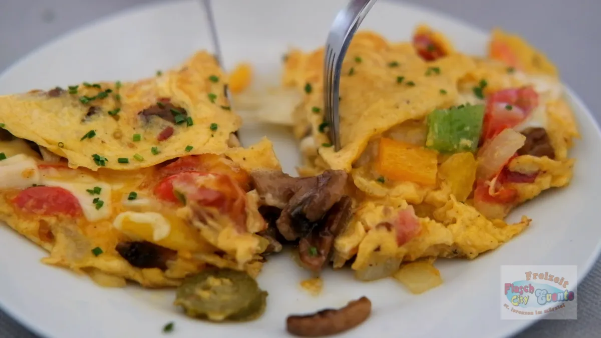 Gemüseomlett direkt neben Autobahnabfahrt