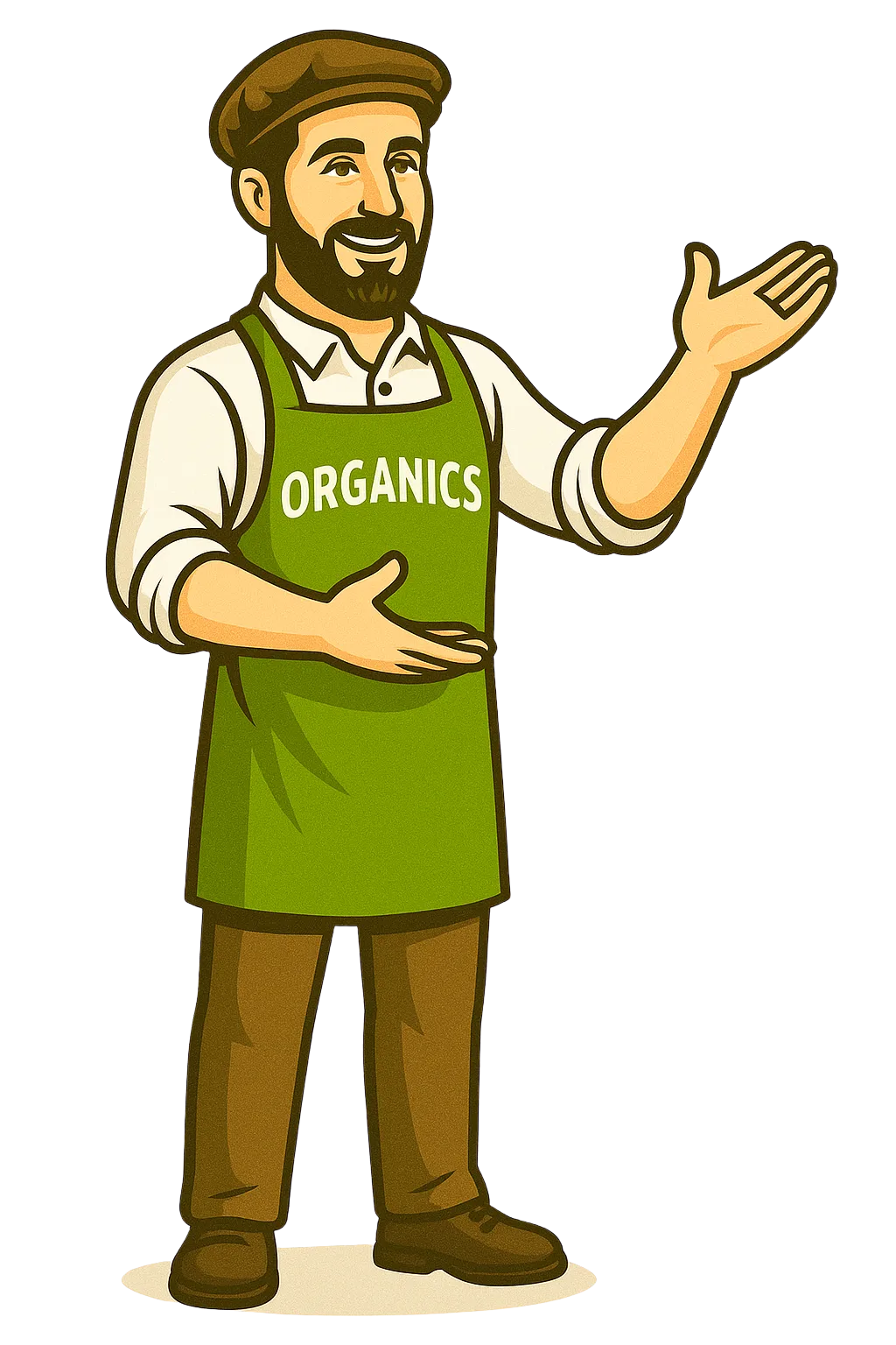 Anthony's Organics Avatar of Chef Anthony raising his hands to point to the Staples Menu