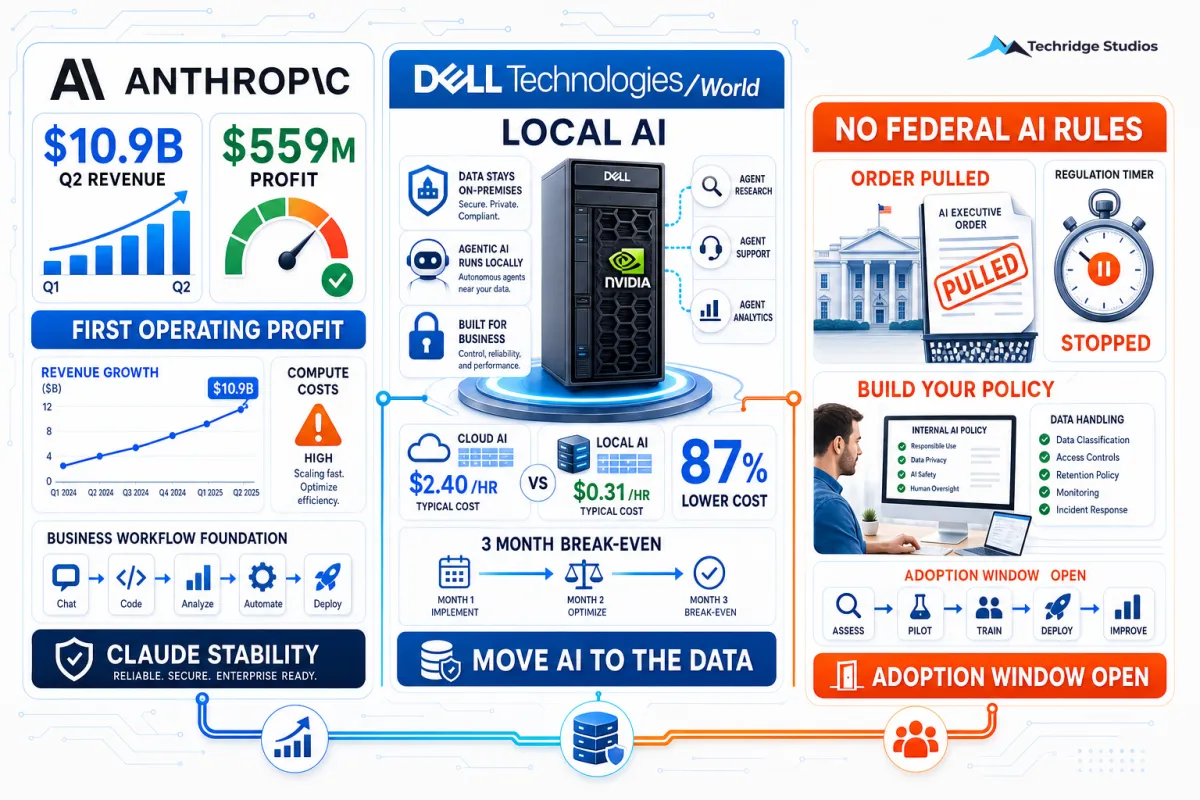 Anthropic Hits Its First Profit, Washington Steps Back, and Dell Moves AI Off the Cloud