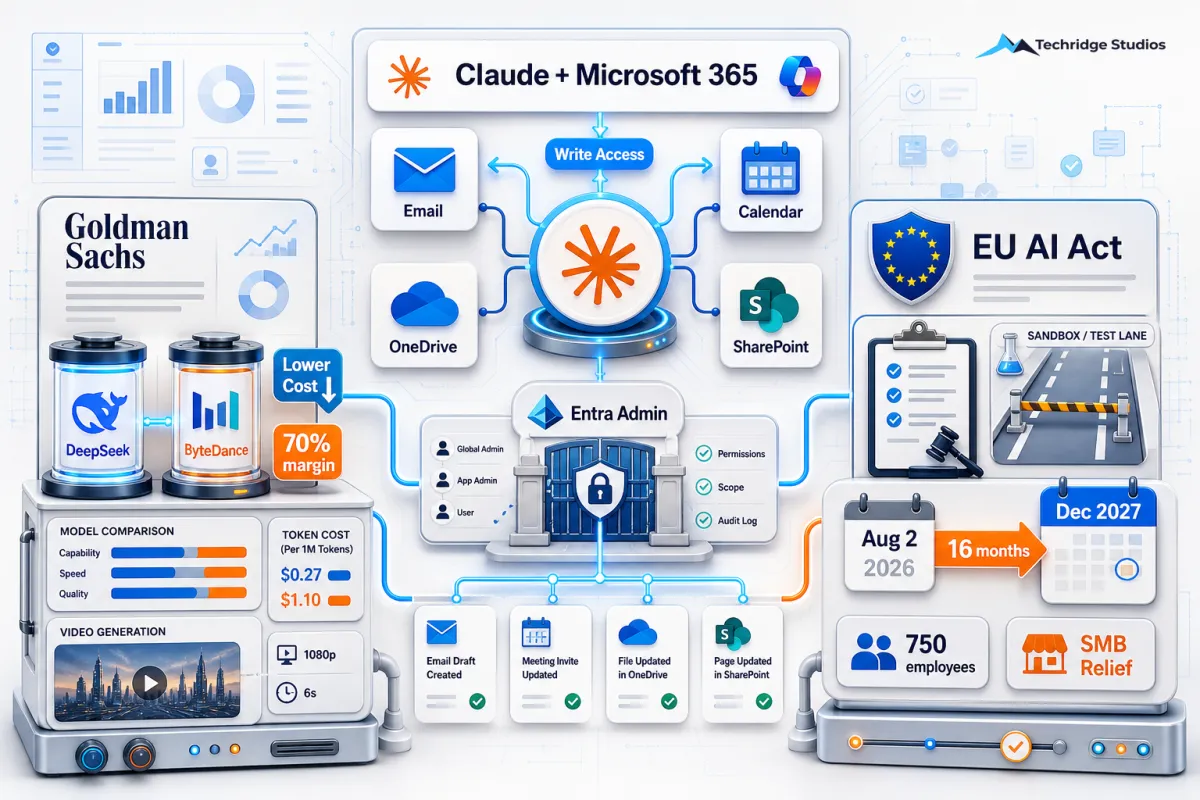 Claude Takes Your Microsoft 365, Goldman Endorses Chinese AI, and the EU AI Act Gets a 16-Month Extension