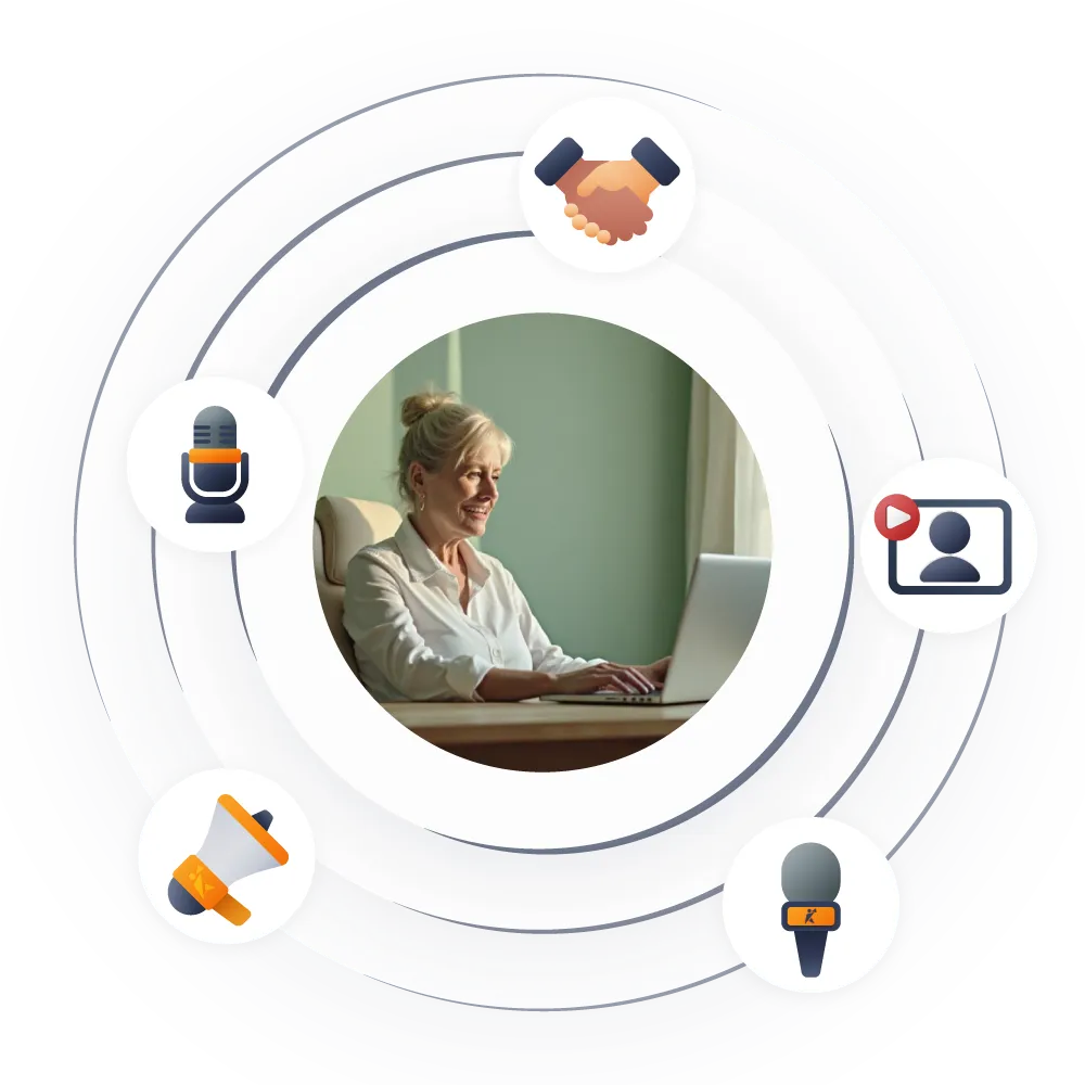 Consultant accessing 3M+ event planners, podcast hosts, and media contacts through SpeakerHUB platform for business development