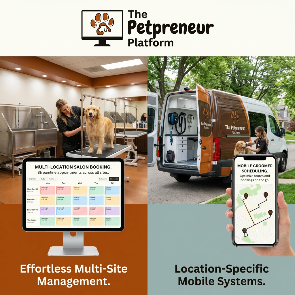 Pet business booking system dashboard showing automated scheduling and client appointments