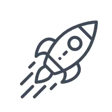 A rocket ship which shows that payments are fast, easy, and secure.
