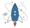 Brand Logo of a rocket ship for Launchpad Apparel