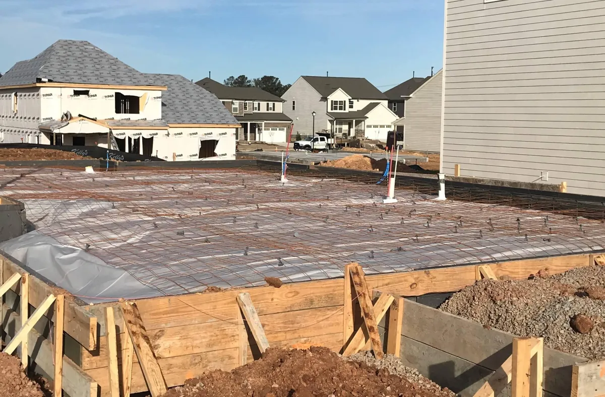 concrete slab foundation in Cincinnati Ohio residential construction reinforced base