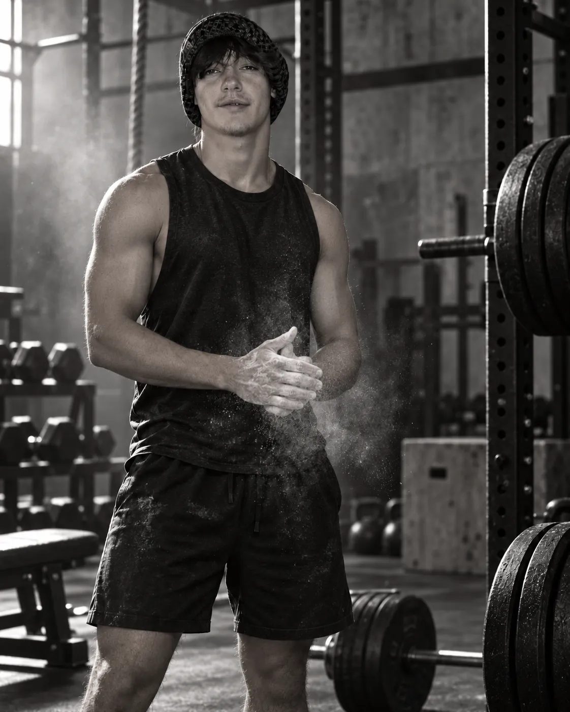 Conner, Head Coach and Founder of Primal Rep, high-contrast black and white athletic portrait