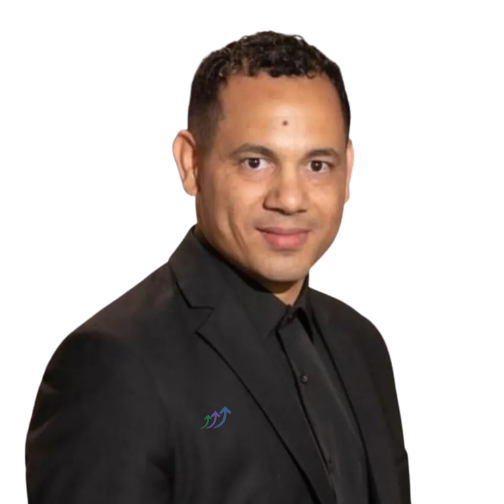 Three local coaches standing together in a cozy, book-lined workspace, smiling warmly.