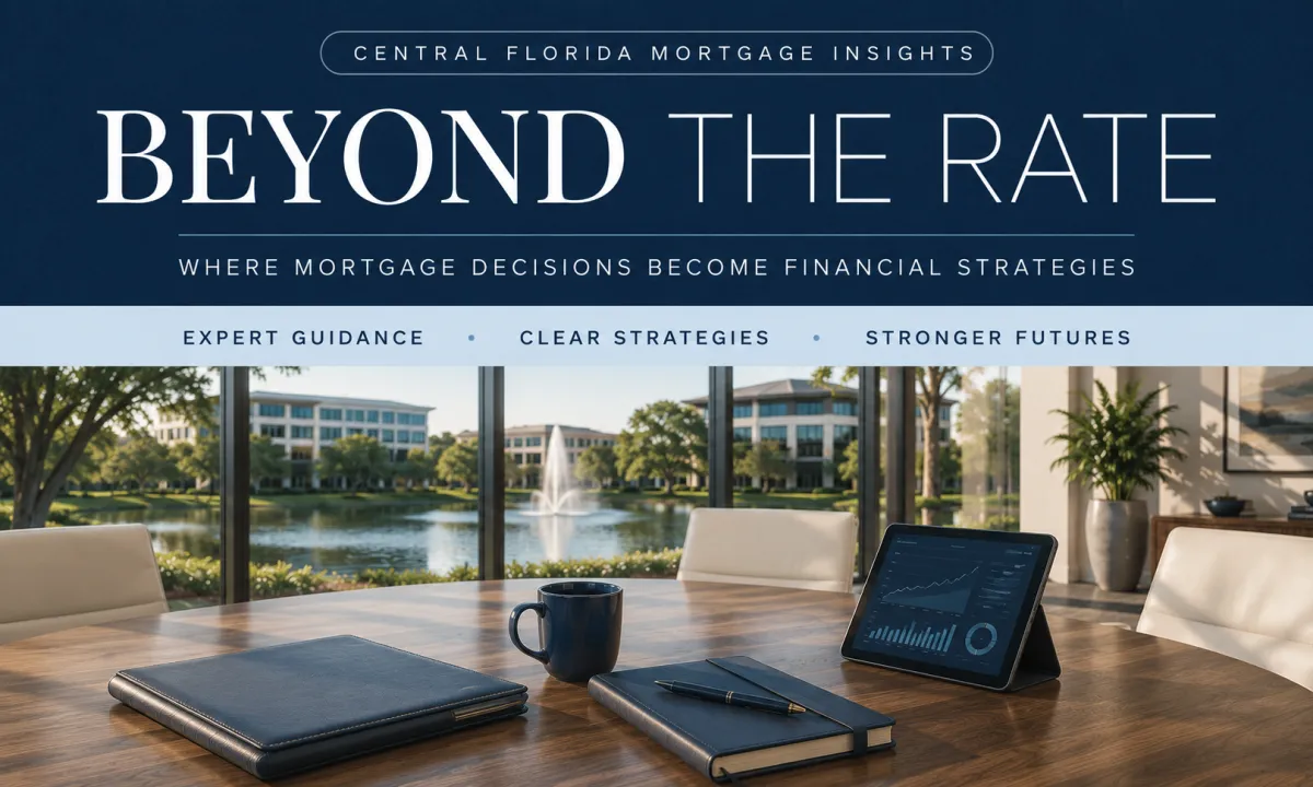 Business professionals reviewing mortgage and financial planning documents during a strategy meeting, representing Certified Mortgage Planners' Beyond the Rate publication about refinancing decisions.