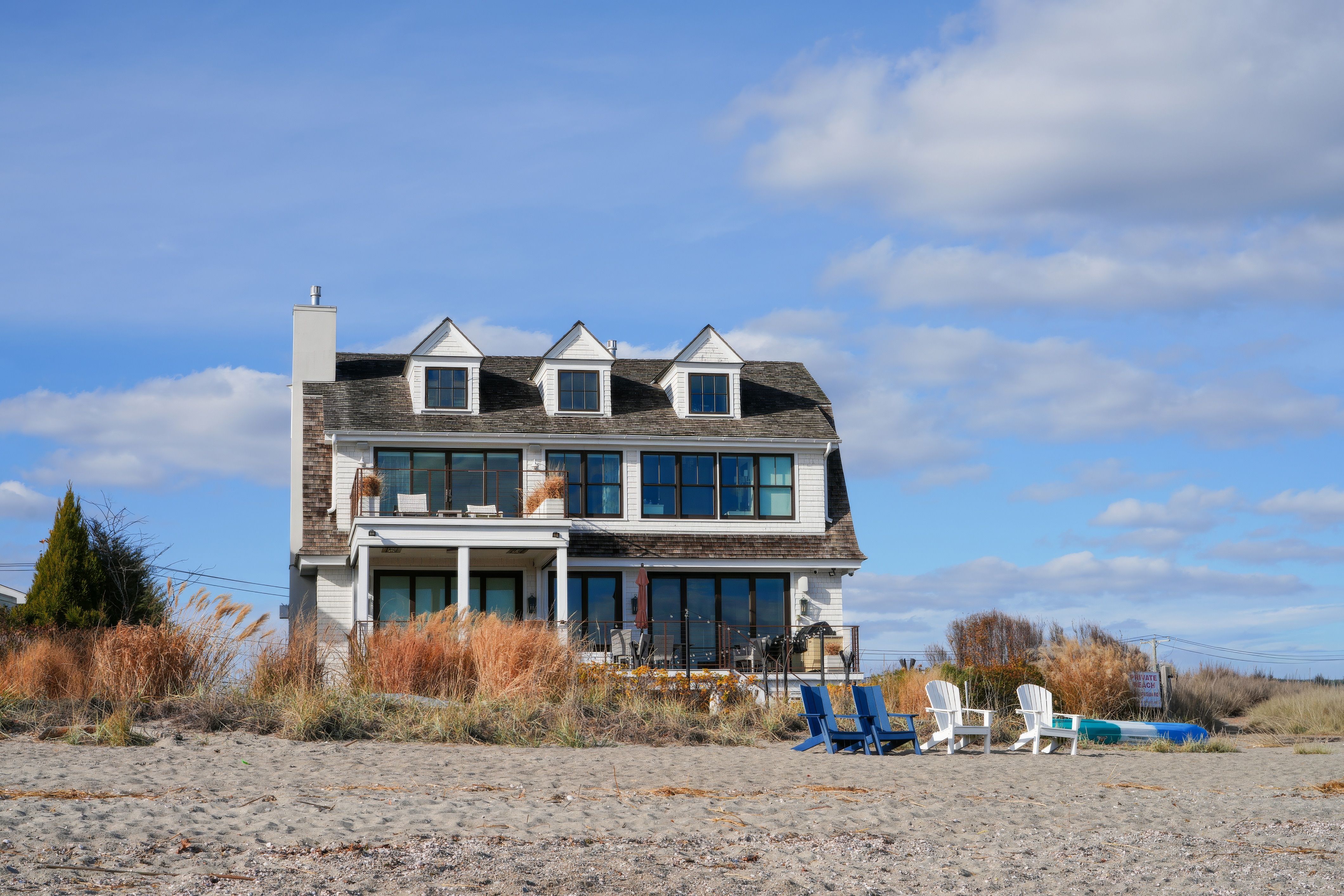Bayfront homes along the Chesapeake Bay in the Willoughby Beach area of West Ocean View in Norfolk, Virginia
