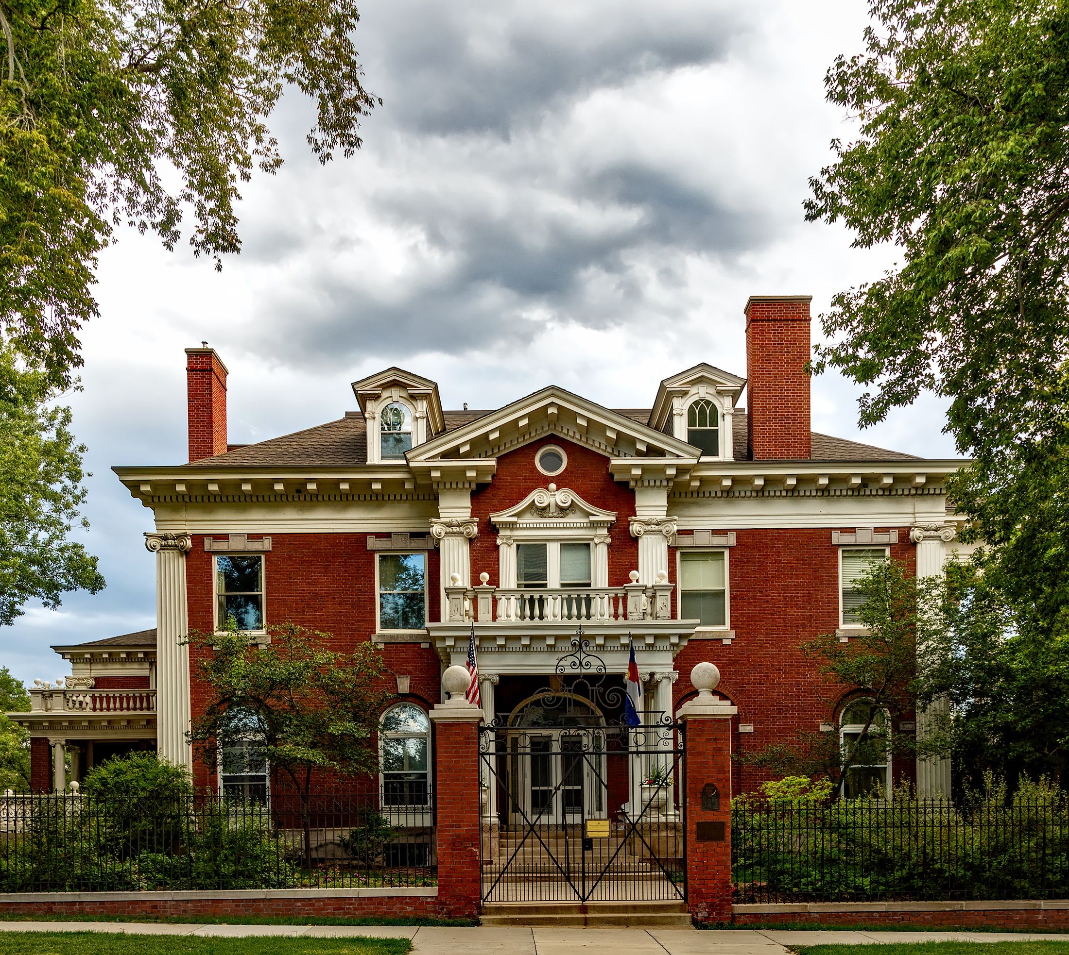 Historic homes along Mowbray Arch overlooking The Hague in the Ghent neighborhood of Norfolk, Virginia