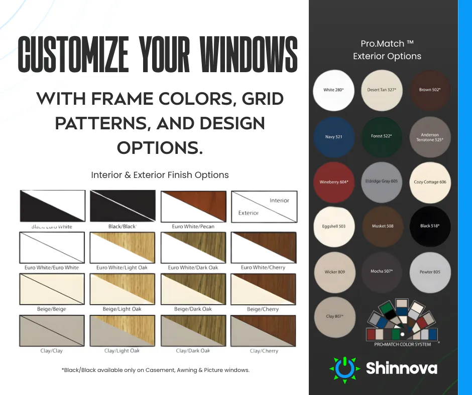 A designer’s table displaying an array of window frame samples in different colors and finishes. The samples are neatly arranged alongside swatches and hardware, illustrating the wide range of customization options available for homeowners.