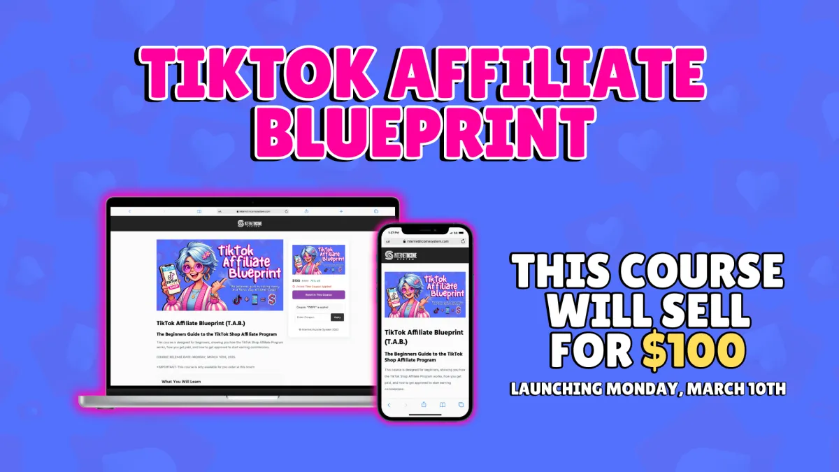 Screenshot: TikTok Affiliate Blueprint will sell for $100