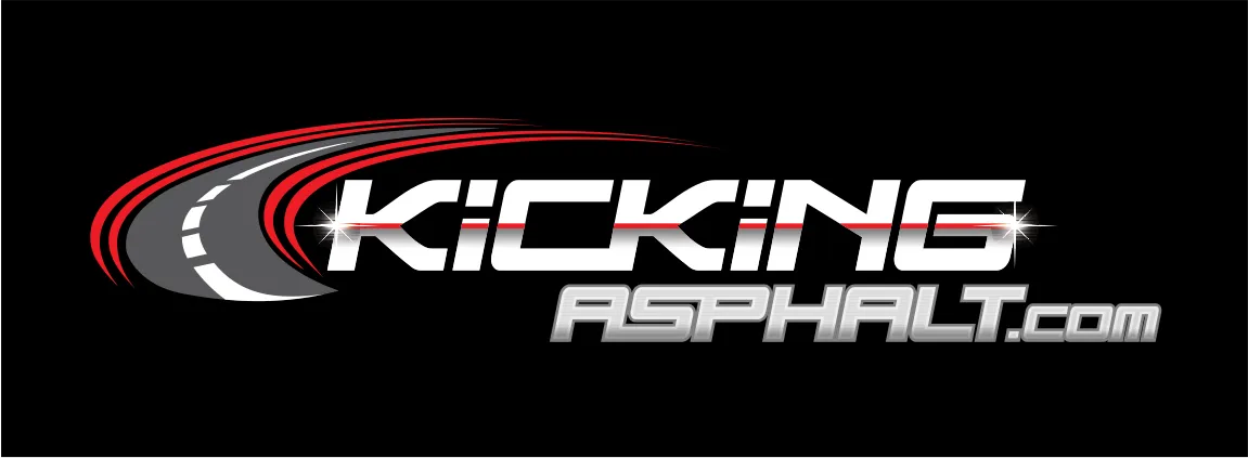 KickingAsphalt.com logo featuring a stylized road design with red and white accents, symbolizing professional asphalt paving and repair services