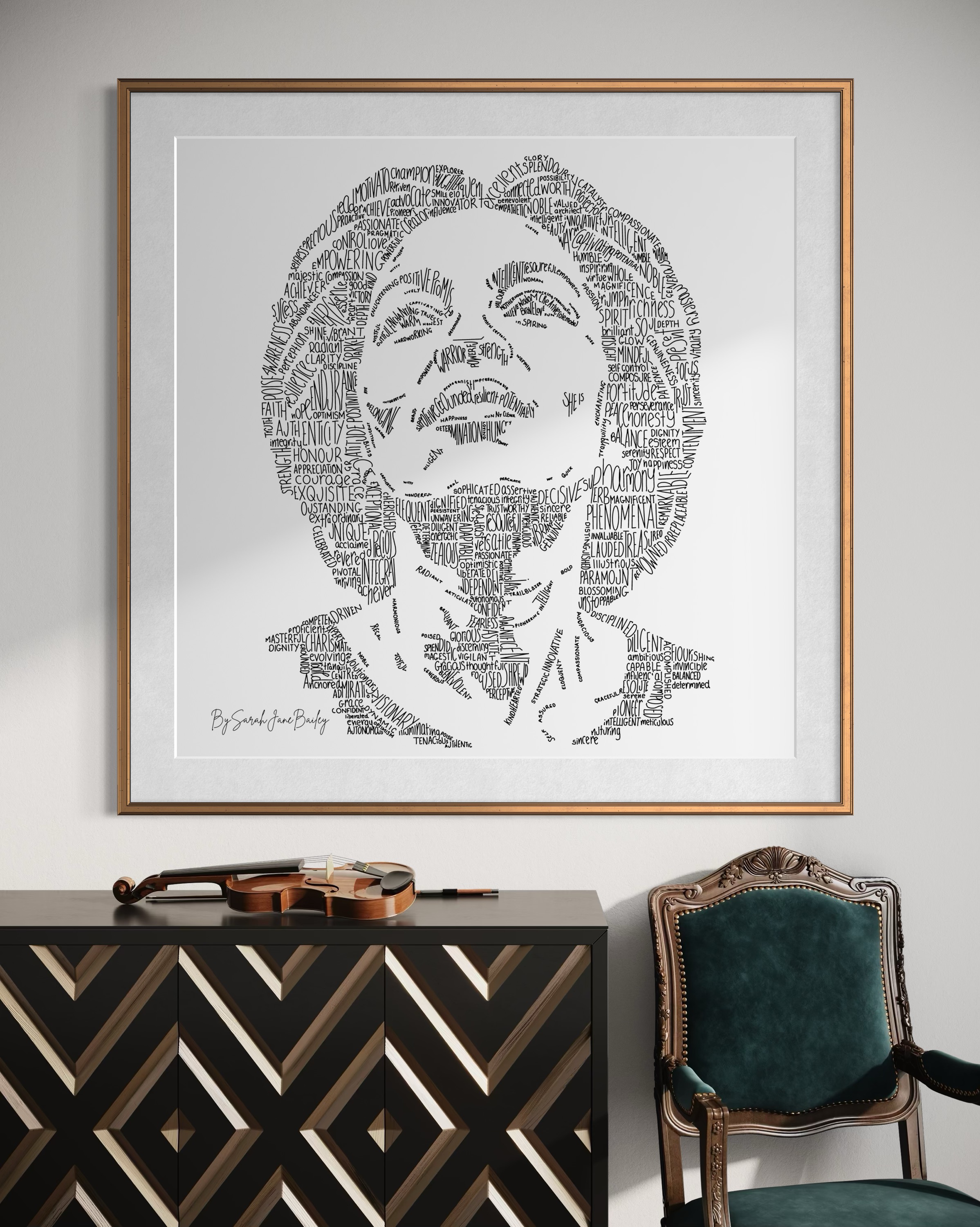 Enough word art portrait — empowerment art print by bysarahjanebailey
