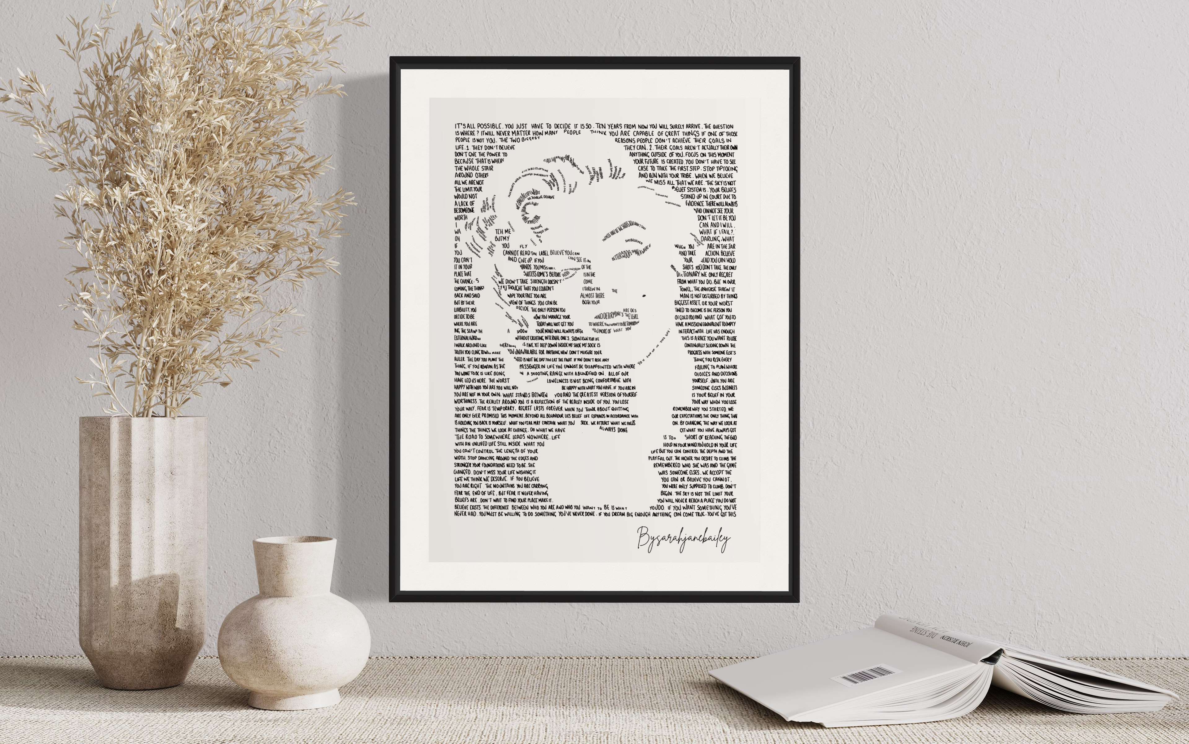 Echoes of Empowerment word art manifesto print by bysarahjanebailey
